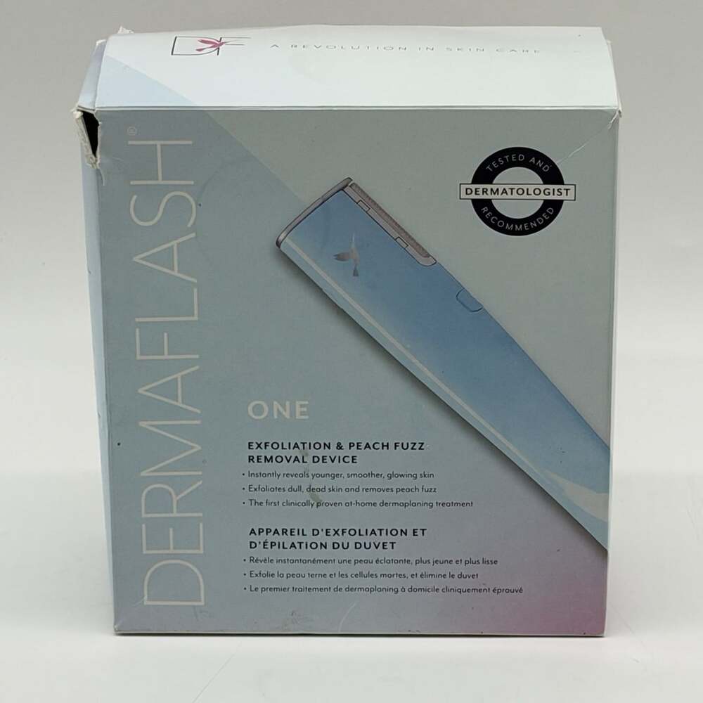 Dermaflash One Blue Gentle Facial Exfoliation & Peach Fuzz Removal Device Opened